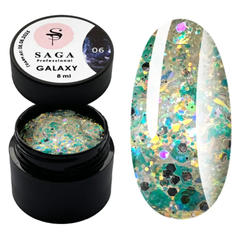 SAGA Professional Galaxy Glitter gel, 06, 8 мл — гель для дизайну з глітером