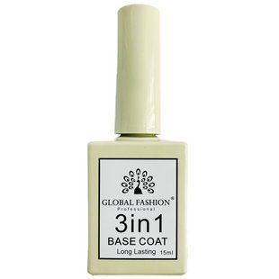 Global Fashion 3 in 1 base coat long lasting, 15 мл &mdash; каучукова база для нігтів