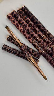 Global Fashion Пензлик 2в1 для гелю овальний/язичок, леопардовий