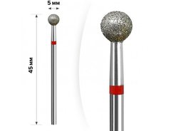 mART Фреза алмазна для манікюру, M-018 — Куля, червона, 5 мм