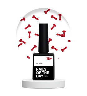 NAILSOFTHEDAY Fun! Top 02, 10 мл &mdash; топ для гель-лаку з червоним арт-декором