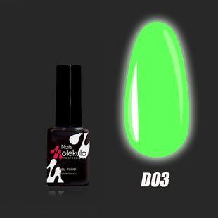 Nails Molekula Gel polish Disco collection, D03, Denver club, 6 мл &mdash; люмінісцентний гель-лак для нігтів, який світиться в темряві