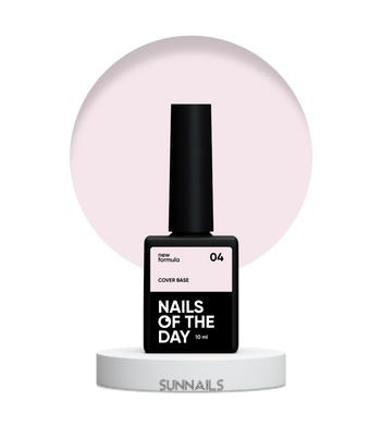 Nailsoftheday Cover base NEW Formula 04, 10 мл — напівпрозоре пудрово–рожеве базове покриття для нігтів