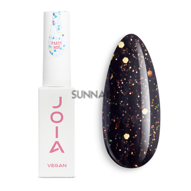 JOIA vegan Top Party Mix, 8 мл &mdash; топ для гель-лаку без липкого шару з голографічними шестигранними