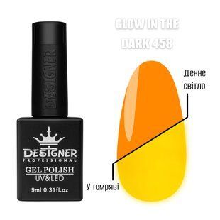 Designer Professional люмінісцентний гель-лак Glow in the dark 458, 9 мл