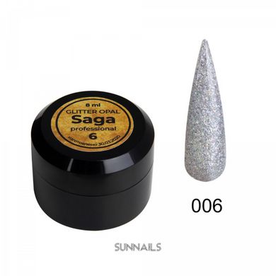 SAGA Professional Glitter Opal, 06, 8 мл — гель для дизайну з глітером