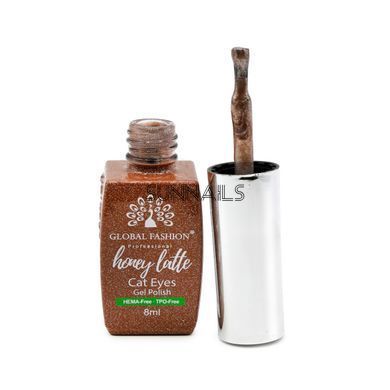 Global Fashion Honey Latte Cat Eye gel polish, 05, 8 мл &mdash; гель-лак для нігтів з ефектом котяче око