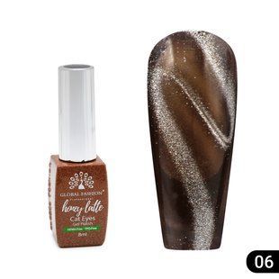 Global Fashion Honey Latte Cat Eye gel polish, 06, 8 мл &mdash; гель-лак для нігтів з ефектом котяче око
