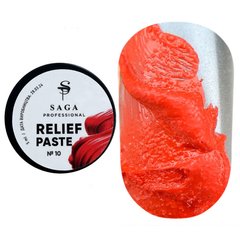 SAGA Professional Relief Paste, 10, 5 мл — неоново-червона рельєфна гель-паста для дизайну нігтів