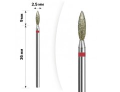 mART Фреза алмазна для манікюру, M-29 — Полум'я, червоне, 2,5*9 мм