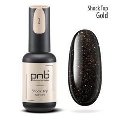 PNB Shock Top, Gold No Whipe, 8 мл — топ для гель-лаку світловідбивний, золотий