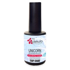 Nails Molekula Top Rubber Unicorn, 12 мл — топ для гель-лаку веселковий, райдужний