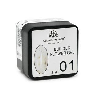 Global Fashion Builder Flower Gel, 01, 8 мл &mdash; гель для дизайну із сухоцвітами