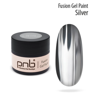 PNB Gel paint, Silver Fusion, 5 мл — гель-фарба для дизайну нігтів, срібна металізована