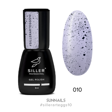 Siller gel polish, Art Eggs, 10, 8 мл — гель-лак для нігтів з чорними крапками