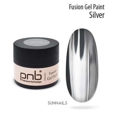 PNB Gel paint, Silver Fusion, 5 мл — гель-фарба для дизайну нігтів, срібна металізована