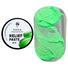 SAGA Professional Relief Paste, 13, 5 мл — неоново-зелена рельєфна гель-паста для дизайну нігтів