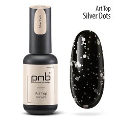 PNB Art Top, Silver Dots No Whipe, 8 мл — топ для гель-лаку з срібними крапками