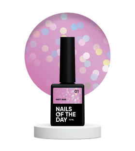 NAILSOFTHEDAY Party base, 01, 10 мл &mdash; база для гель-лаку з голографічними шестигранниками