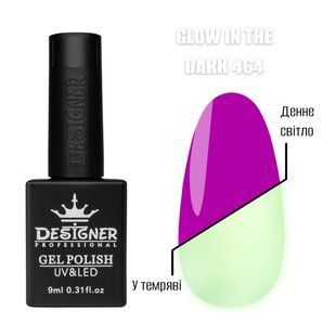 Designer Professional люмінісцентний гель-лак Glow in the dark 464, 9 мл