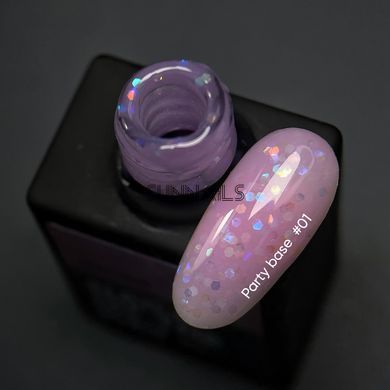 NAILSOFTHEDAY Party base, 01, 10 мл &mdash; база для гель-лаку з голографічними шестигранниками