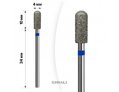 mART Фреза алмазна для манікюру, M-028 — Циліндр, синій, 4 мм