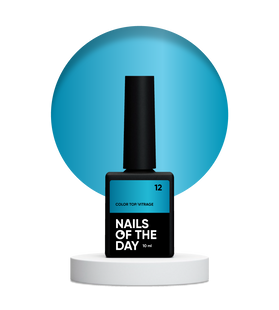 NAILSOFTHEDAY Color Top Vitrage 12, 10 мл &mdash; блакитний вітражний топ для гель-лаку без липкого шару