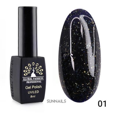 Global Fashion Potal gel polish, 01, 8 мл — гель-лак для нігтів з поталлю