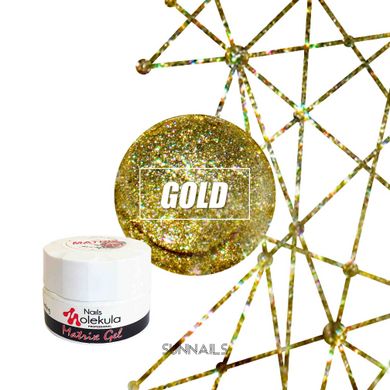 Nails Molekula Matrix gel, Gold, 5 мл — гель-павутинка для дизайну нігтів, золота