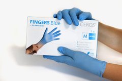 CEROS Рукавички нітрилові, розмір S, неопудрені, Fingers Blue