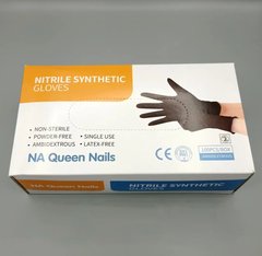 Рукавички Nitrile Synthetic без пудри Queen Nails 100 шт, M (чорні)