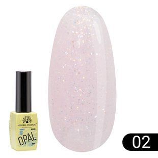 Global Fashion Opal Rubber Base, 02, 8 мл &mdash; каучукова база для гель-лаку опал