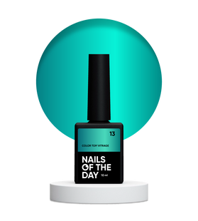 NAILSOFTHEDAY Color Top Vitrage 13, 10 мл &mdash; синій вітражний топ для гель-лаку без липкого шару
