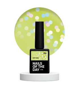 NAILSOFTHEDAY Party base, 04, 10 мл &mdash; база для гель-лаку з голографічними шестигранниками