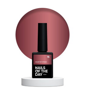 NAILSOFTHEDAY Color Top Vitrage 15, 10 мл &mdash; коричневий вітражний топ для гель-лаку без липкого шару