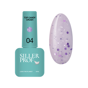 Siller Candy Crush Top, 04, 8 мл &mdash; топ для гель-лаку з різнокольоровими вкрапленнями