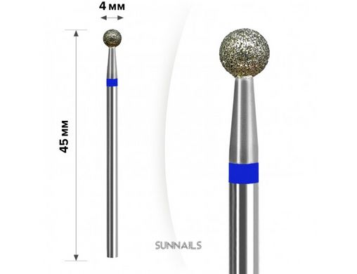 mART Фреза алмазна для манікюру, M-031 — Куля, синя, 4 мм