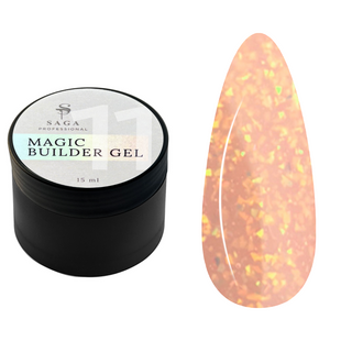 SAGA Professional Builder Gel Magic, 11, 15 мл &mdash; гель для нарощення з поталлю