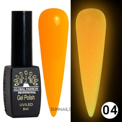 Global Fashion Luminous gel polish, 04, 8 мл — гель-лак для нігтів, який світиться в темряві