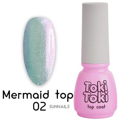 Toki-Toki Top Mermaid, 02, 5 мл — перлинний топ для гель-лаку без липкого шару з ефектом втирки