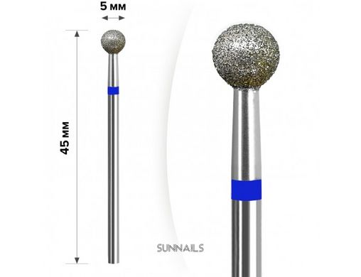 mART Фреза алмазна для манікюру, M-033 — Куля, синя, 5 мм