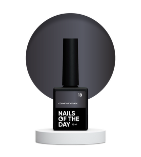 NAILSOFTHEDAY Color Top Vitrage 18, 10 мл &mdash; графітовий вітражний топ для гель-лаку без липкого шару