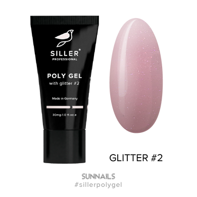 Siller Poly Gel with glitter, 02, 30 мл — полігель з глітером в тюбику