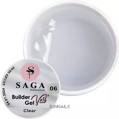 SAGA Professional Builder Gel Veil, 06, 15 мл — гель для нарощення, прозорий