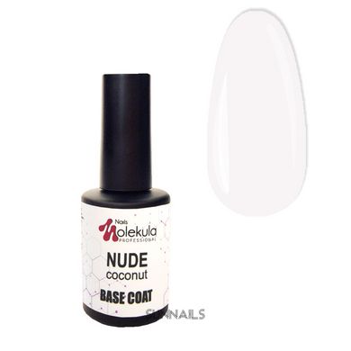 Nails Molekula Base Rubber Nude, Coconut, 12 мл — база для гель-лаку нюдова, біла