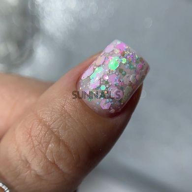 NAILSOFTHENIGHT Dream gel, 01, 5 гм &mdash; дизайн гель з шестигранниками та глітером для нігтів