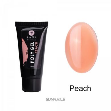 SAGA Professional Poly Gel, Peach, 30 мл — полігель в тюбику, персиковий