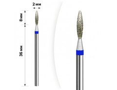 mART Фреза алмазна для манікюру, M-036 — Полум'я, синє, 2*8 мм