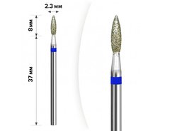 mART Фреза алмазна для манікюру, M-038 — Полум'я, синє, 2,3*8 мм
