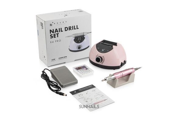 Фрезер для манікюру та педикюру BUCOS Nail Drill X4 Pro, 65W, 35000 об/хв, Smooth Pink